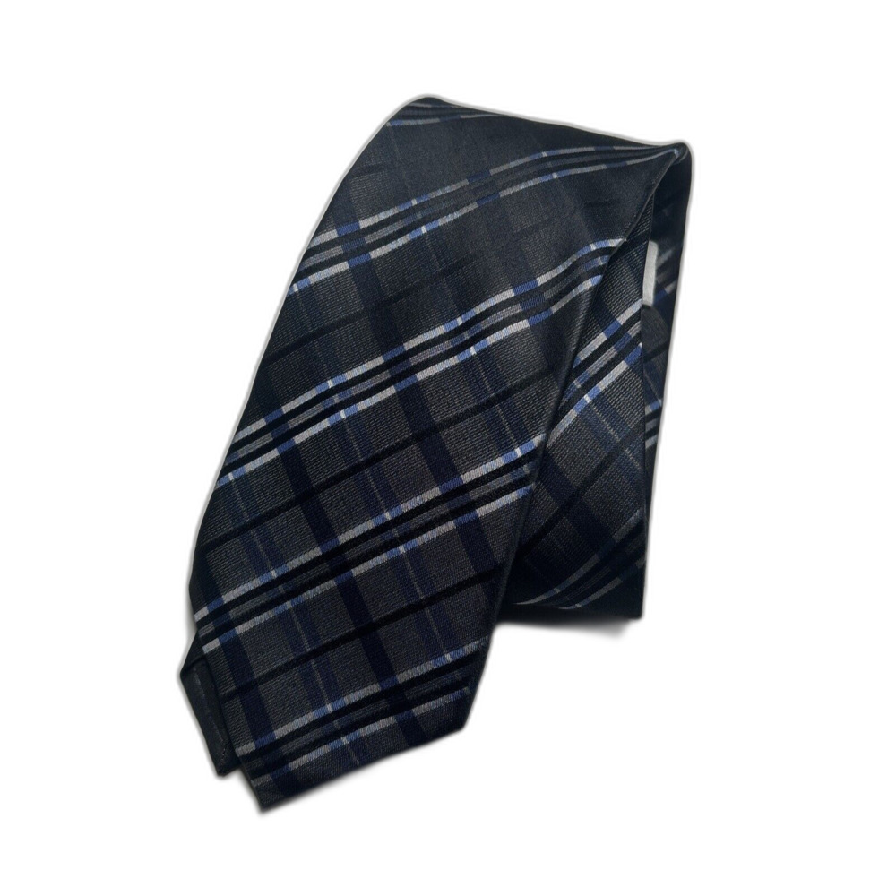 PRONTO UOMO MENS TIE 100% Silk Grey Blue White 3”x58”